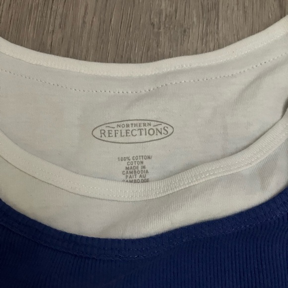 3/$15 Women's Blue and White Top - Picture 2 of 2